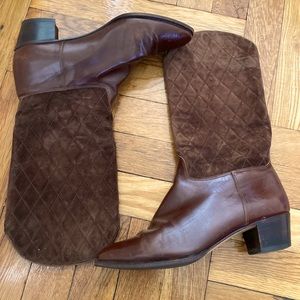 Salvatore Ferragamo Women’s Boots Leather Suede Brown SIZE 7.5 B Saks Fifth Ave